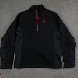 Spyder‎ Sweater Mens Medium Black 1/4 Zip Knit Outdoor Pullover Activewear